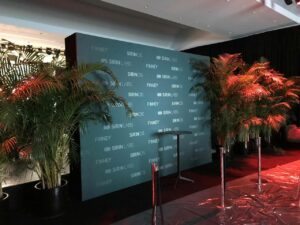 Black step and repeat banner made for Sirin Labs